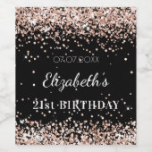 Birthday Black roos Gold glitter stofnaam Wijn Etiket (Enkel label)