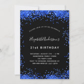 Birthday Black royal blue sparkles Kaart (Voorkant)