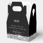 Birthday Black Silver Glitter Confetti Bedankdoosjes (Geopend)