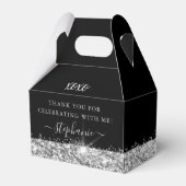 Birthday Black Silver Glitter Confetti Bedankdoosjes (Voorkant Zijde)