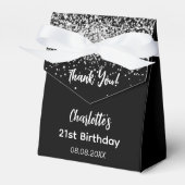Birthday Black Silver Glitter-naam bedankt Bedankdoosjes (Voorkant Zijde)