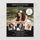 Birthday Black White foto budget uitnodiging Flyer (Voorkant)