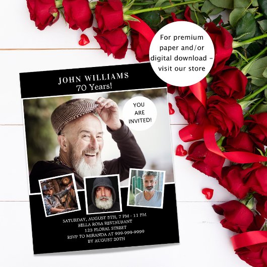 Birthday Black White foto budget uitnodiging Flyer