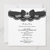 Birthday Black White Lace Bow Stripe Kaart (Achterkant)