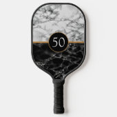 Birthday Black White marble Pickleball Paddle Gift (Voorkant)