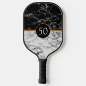 Birthday Black White marble Pickleball Paddle Gift (Achterkant)