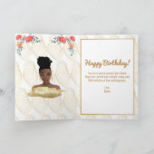 Birthday, Black Woman, Whimsical Gold Kaart (Binnen)