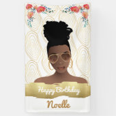 Birthday, Black Woman, Whimsical Gold Spandoek (Verticaal)