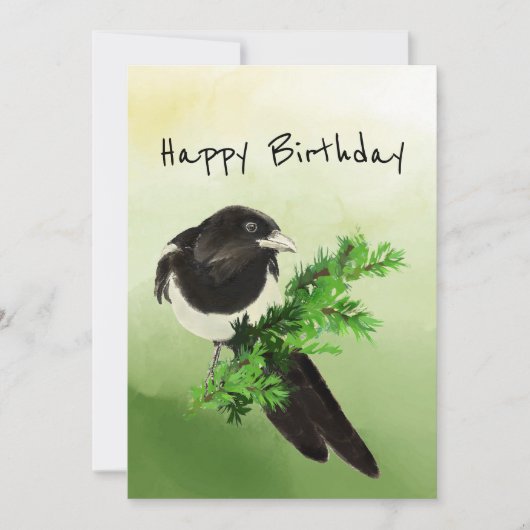 Birthday Blank curieus Magpie Garden Bird Wildlife Kaart (Voorkant)