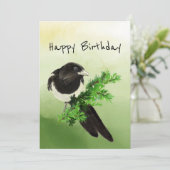 Birthday Blank curieus Magpie Garden Bird Wildlife Kaart (Staand voorkant)