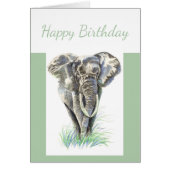 Birthday Blank Waterverf Elephant Animal art (Voorkant)