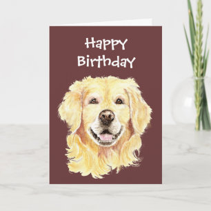 Birthday Blank Waterverf Golden Retriever Dog Kaart