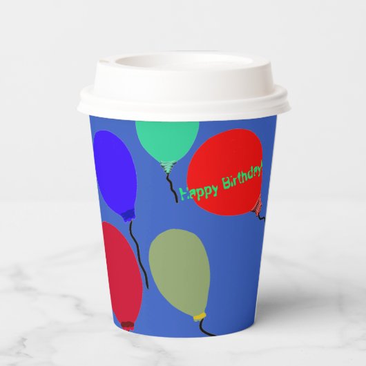 Birthday Blast Off Green Robot ballonnen Papieren Bekers (Achterkant)