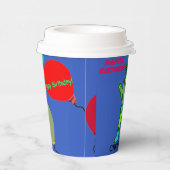 Birthday Blast Off Green Robot ballonnen Papieren Bekers (Rechts)