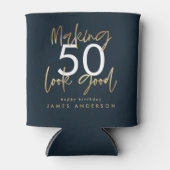 Birthday-blauw en goudbruine elegante moder blikjeskoeler (Voorkant)