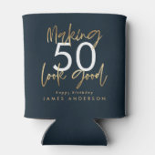 Birthday-blauw en goudbruine elegante moder blikjeskoeler (Achterkant)