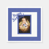 Birthday blauwe foto servetten (Voorkant)