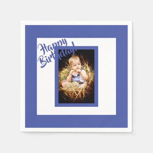 Birthday blauwe foto servetten (Voorkant)
