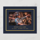 Birthday blauwe goudfoto bedankt jullie budget flyer (Achterkant)