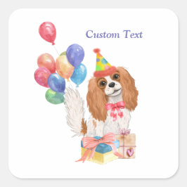 Birthday Blenheim Cavalier King Charles Spaniel Vierkante Sticker