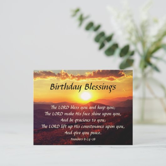 Birthday Blessing Numbers 6:24-26 Mountain Sunset Briefkaart (Staand voorkant)