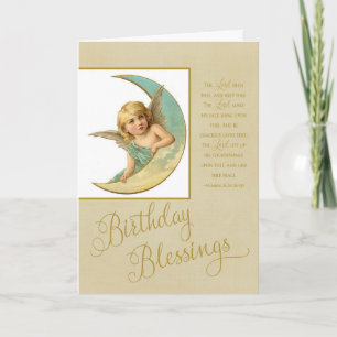 Birthday Blessings Angel met scripts Kaart