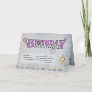 Birthday Blessings bloemen & bijbelvers Kaart