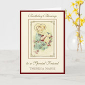 Birthday Blessings Celebratie Maagd Maria Jezus  Kaart (Gele Bloem)