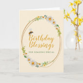 Birthday Blessings Daisy Wreath Yellow & White Kaart (Gele Bloem)