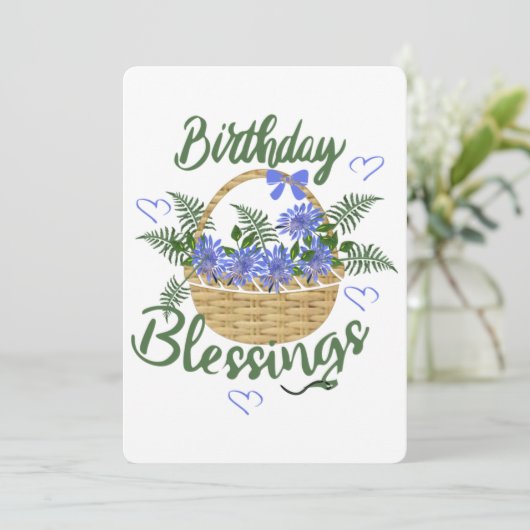 Birthday Blessings Feestdagenkaart (Staand voorkant)