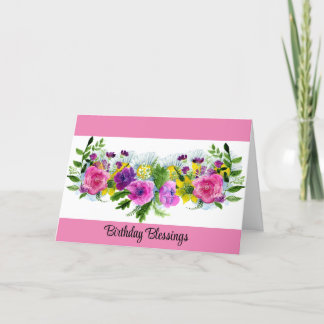 Birthday Blessings Floral Wenskaart Kaart