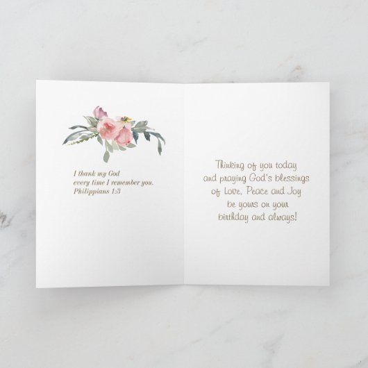 Birthday Blessings Inspirerend Elegant Floral Kaart (Binnen)