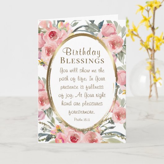 Birthday Blessings Inspirerend Elegant Floral Kaart (Gele Bloem)