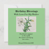 Birthday Blessings moeder Lily Flower Bible Verse (Voorkant)