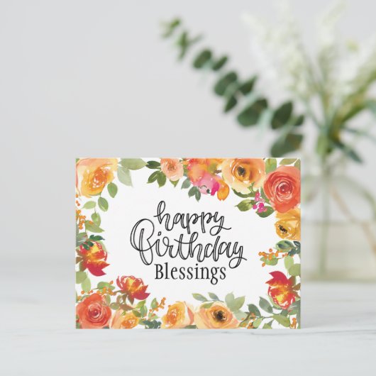 Birthday Blessings Numbers 6:24-26 Floral Garden Briefkaart (Staand voorkant)
