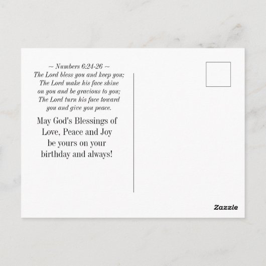 Birthday Blessings Numbers 6:24-26 Floral Garden Briefkaart (Achterkant)