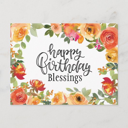 Birthday Blessings Numbers 6:24-26 Floral Garden Briefkaart (Voorkant)