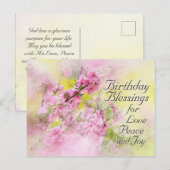 Birthday Blessings of Love, Peace and Joy, Flowers Feestdagenkaart (Voorkant / Achterkant)