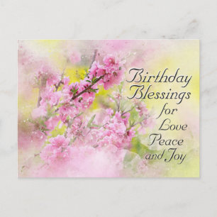 Birthday Blessings of Love, Peace and Joy, Flowers Feestdagenkaart