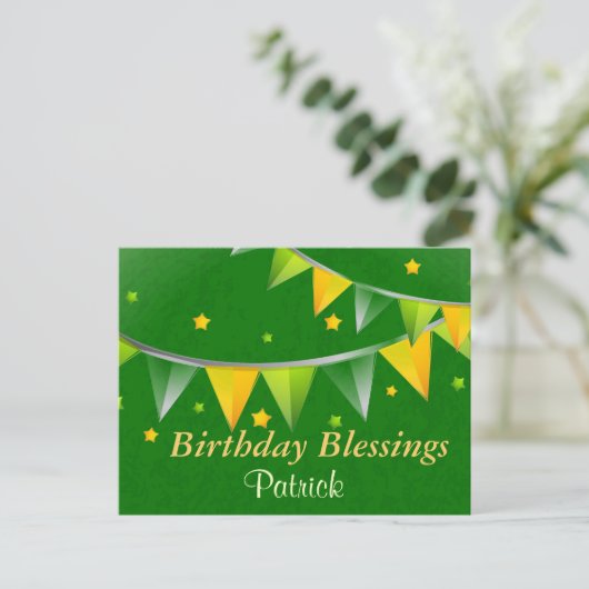 Birthday Blessings Personalized Irish Briefkaart (Staand voorkant)