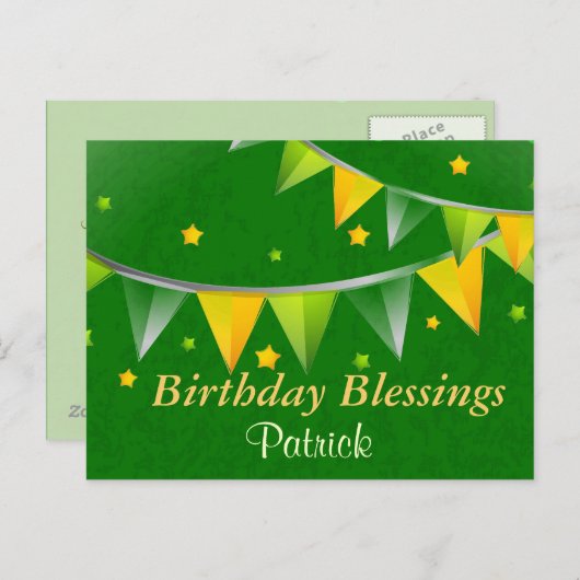Birthday Blessings Personalized Irish Briefkaart (Voorkant / Achterkant)