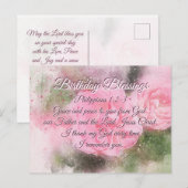Birthday Blessings Philippians 1:2-3 Bijbelversie Briefkaart (Voorkant / Achterkant)