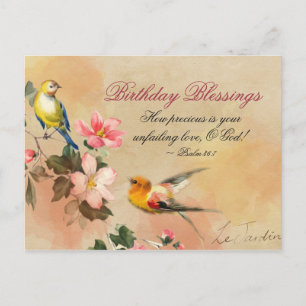 Birthday Blessings Psalm 36:7 Bijbelse  vogels Briefkaart