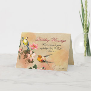 Birthday Blessings Psalm 36:7 Bijbelse  vogels Kaart