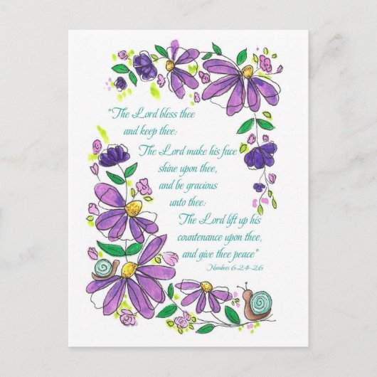 Birthday Blessings Scripture Numbers 6:24-26 Briefkaart (Voorkant)