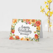Birthday Blessings The Lord Bless You Floral Kaart (Gele Bloem)