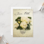 Birthday bloemen op 19 juni "White Rose" Kaart (Voorkant / Achterkant in situ)