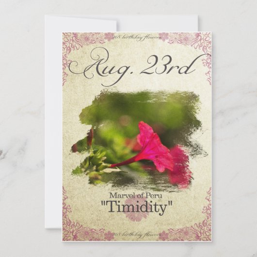 Birthday bloemen op 23 augustus "Marvel of Peru" Kaart (Voorkant)