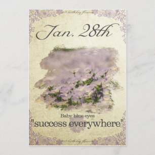 Birthday bloemen op 28 januari "Baby blue eye" Kaart