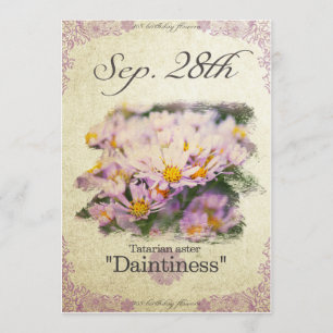 Birthday bloemen op 28 september "Tatarian aster" Kaart